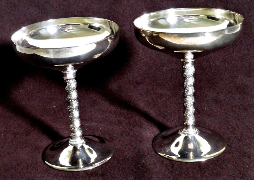 Antique Pair of F.B. Rogers Italy Spain Silverplate Wine Goblets
