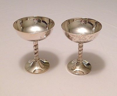 SILVER Etched CHAMPAGNE Toasting GOBLETS Appetiser/Dessert Presentations REDUCED