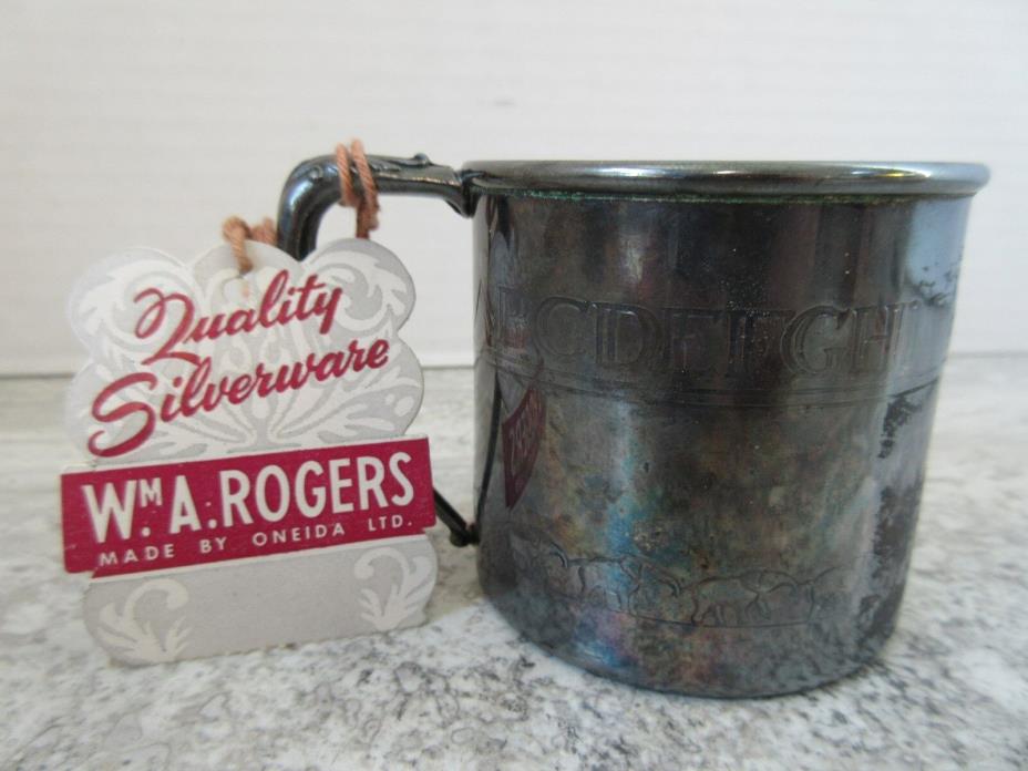 Old Vintage W.A.Rogers Silver Plate Child's ABC Cup with Elephants & Tag