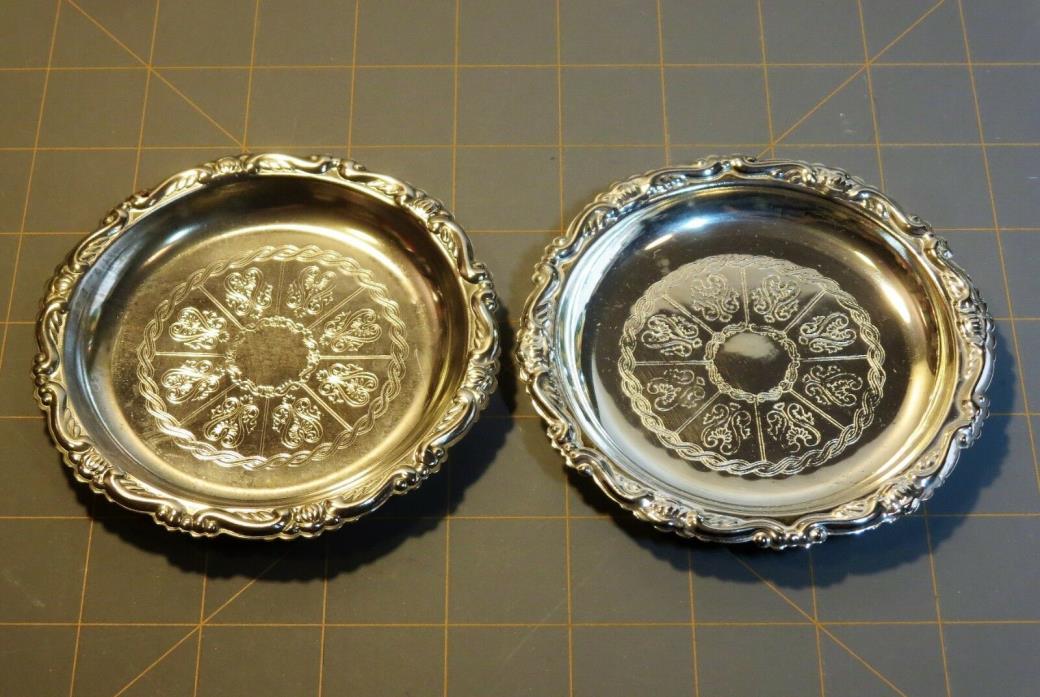 2 Silver Plated EP on Steel COASTERS - made in Italy