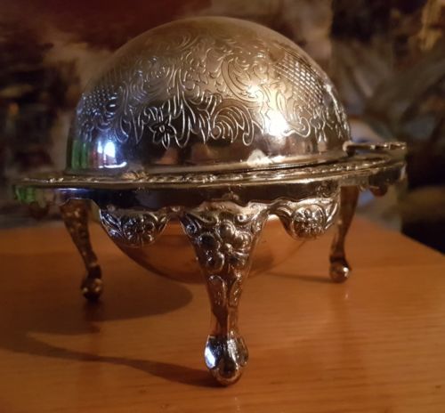 Vintage Silver Plated Globe Candy Dish, RARE!, Made in England