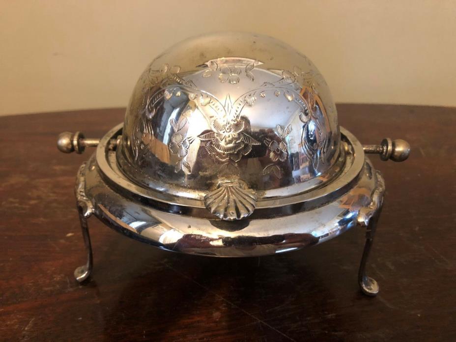 Gorgeous Antique Lidded Silver Plated Butter Dish