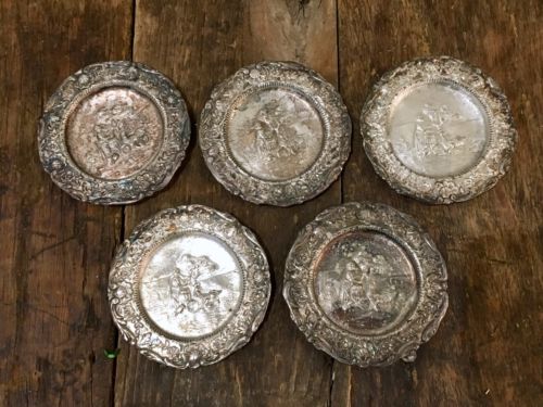 Vintage Set of 5 Silver-plate Butter Pats or Coasters by E G Webster & Son EGW&S