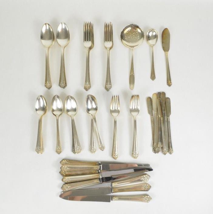 ROGERS Her Majesty 59 Piece Silverplate FLATWARE SET / Service for 8