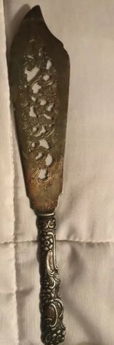 Vintage Silverplate Extra Primans ALP Ornate Handle Cake Knife Sweden Floral