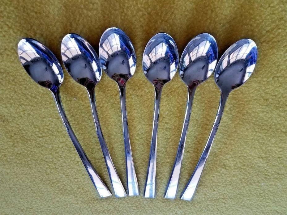 STAINLESS BY IMPERIAL USA ICE TEA SPOONS LONG HANDLE KITCHEN DECOR LOT OF 6 VTG