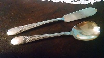 Butter Spreader & Sugar Spoon Beloved Wm Rogers I.S. Anchor Silverplate VTG 1940