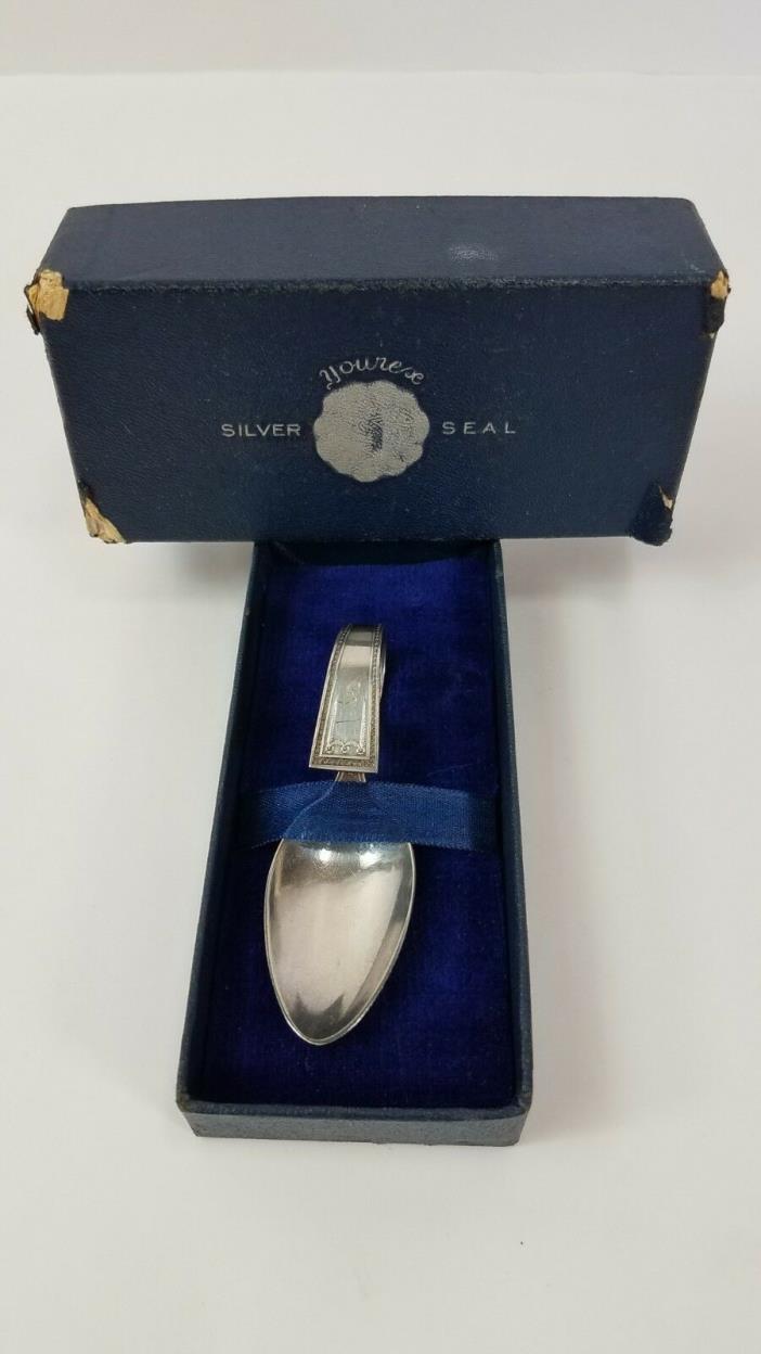 Yourex Silver Seal BENT HANDLE BABY SPOON in Original Box