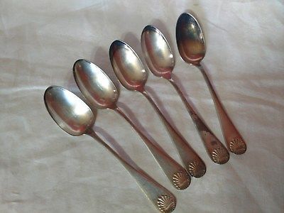 5 Serving Table Spoons Shell / One Pattern Wm H Rogers A.I. Silverplate VTG