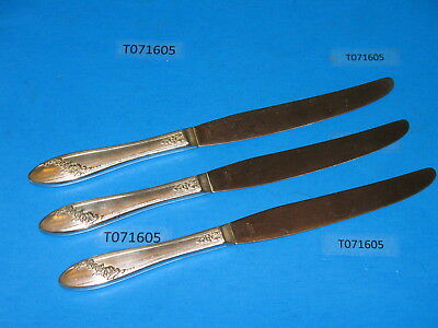 3 - Tudor ONEIDA Community table knife, silver plate filled handle Queen Bess II