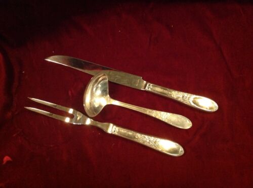 Vintage Rogers Silverplate 1934 Burgundy aka Champagne Gravy Ladle Carving Set