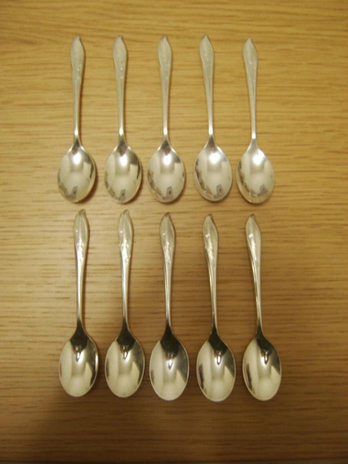 10 1847 Rogers Bros / IS  'Springtime' Pattern Demitasse Silverplate Spoons