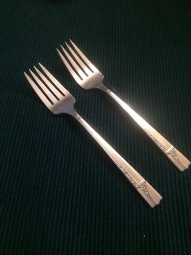 2 Oneida Caprice, Nobility Plate - Silver Plate Salad Forks Silverplate 72437