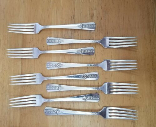 LOT OF 8 VERNON SILVER PLATE VINTAGE 1939 ROMFORD SILVERPLATED LUNCHEON FORKS