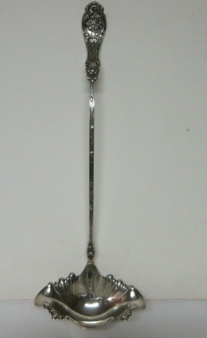 Wm. A Rogers A1 Silverplate 2 Spout Punch Ladle w/Fluted Rim Vining Roses