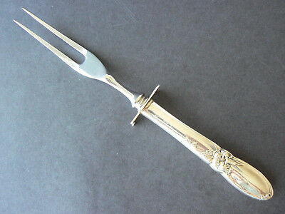 Vintage Silver Plated Hollow Handle Meat Carving Fork Floral Orchid Pattern