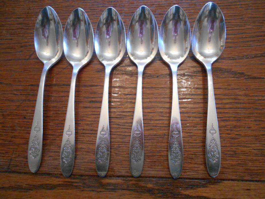 6 Community 1923 BIRD OF PARADISE Pattern Teaspoons Oneida Silverplate 830