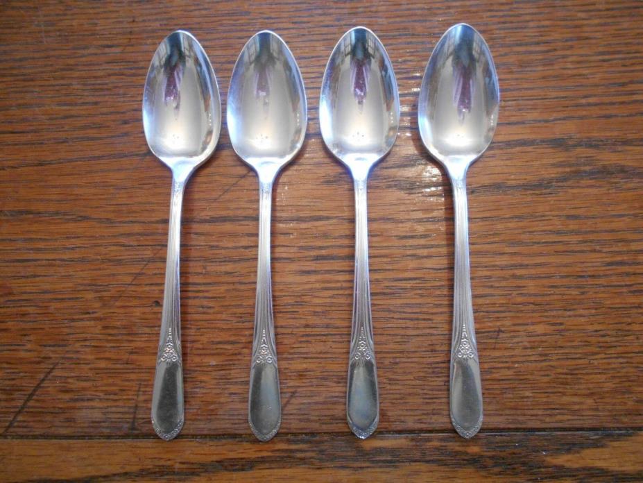 4 Rogers 1938 DEVONSHIRE or MARYLOU Teaspoons IS Silverplate  Flatware 829