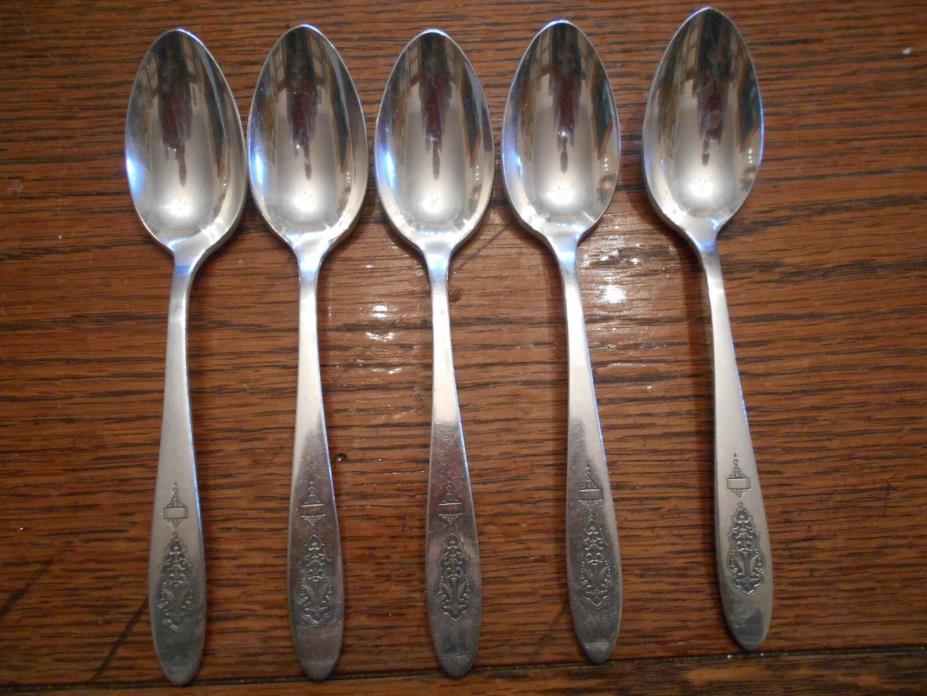 5 Community 1923 BIRD OF PARADISE Pattern Teaspoons Oneida Silverplate 852