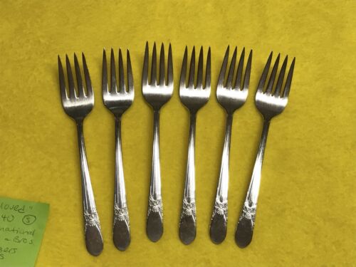 Vintage International Silverplate 1940 “BELOVED” 6 Cake Pie Dessert Forks