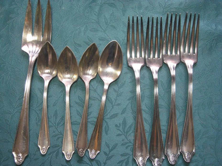 Antique Community Silverplate Serving Dinner Forks Fruit Spoons GEORGIAN 1912