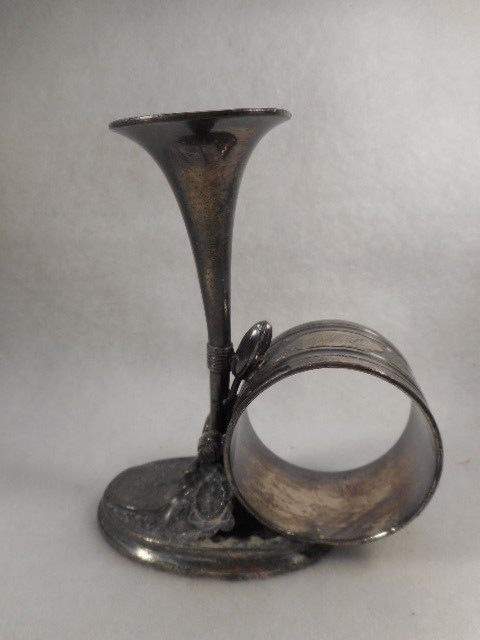 Antique Reed and Barton Quadruple Silverplate Figural Napkin Ring Bud Vase