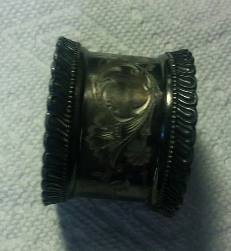 Antique Silver Plate Etched Monogrammed Napkin Ring