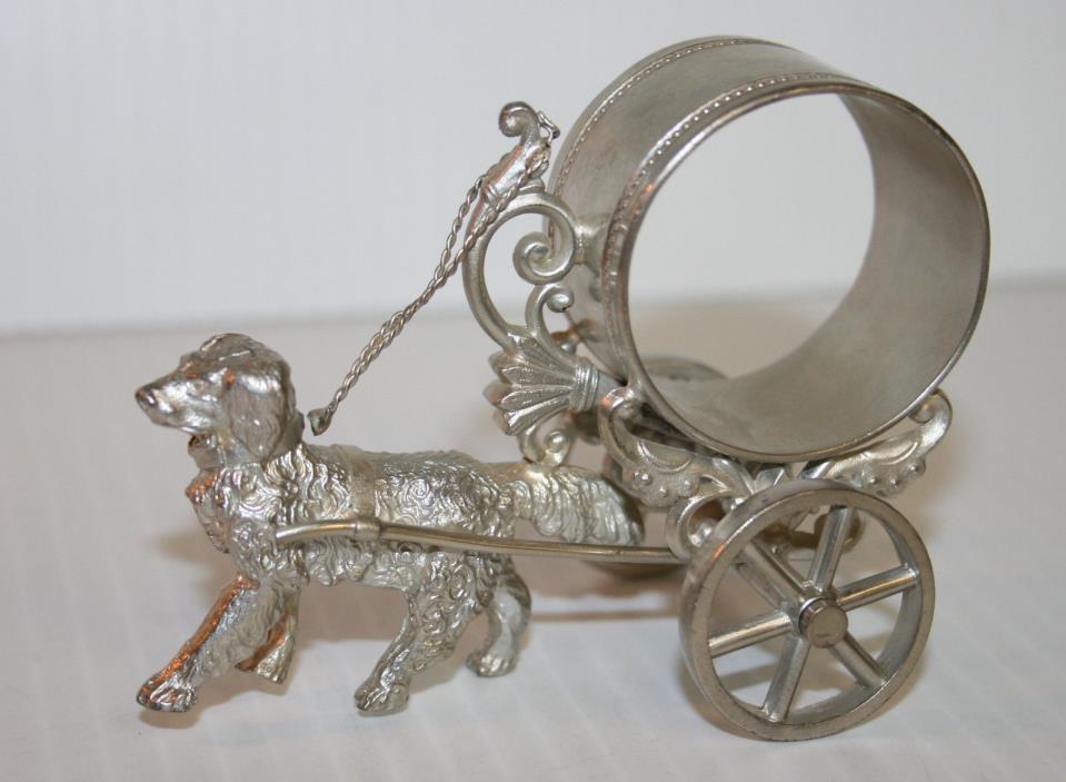 Victorian Silver Plated Napkin Ring Proud Dog Pulls Cart Simpson, Hall...#33