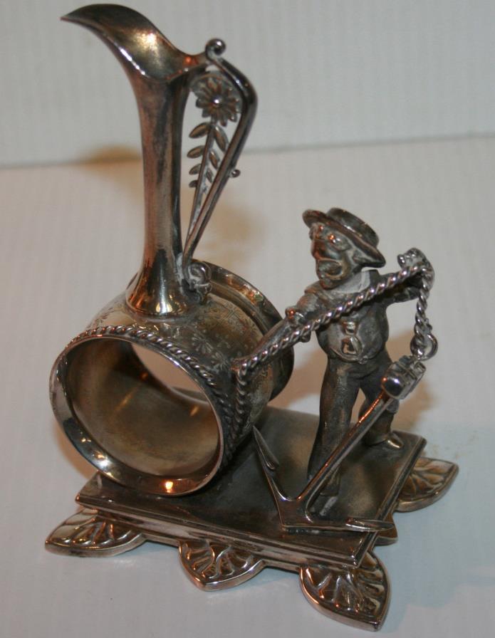 Victorian Silver Plated Napkin Ring Sailor Boy Anchor Bud Vase Reed Barton #1357