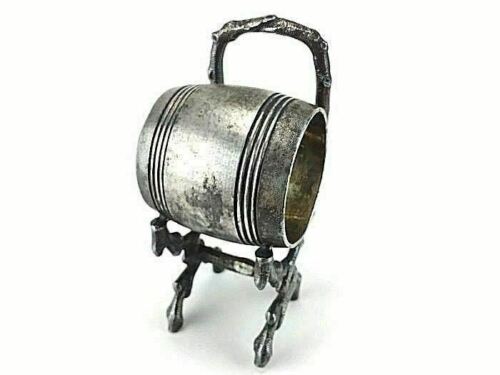 Antique Napkin Ring Holder Silverplate FIGURAL Branched Chair Barrel