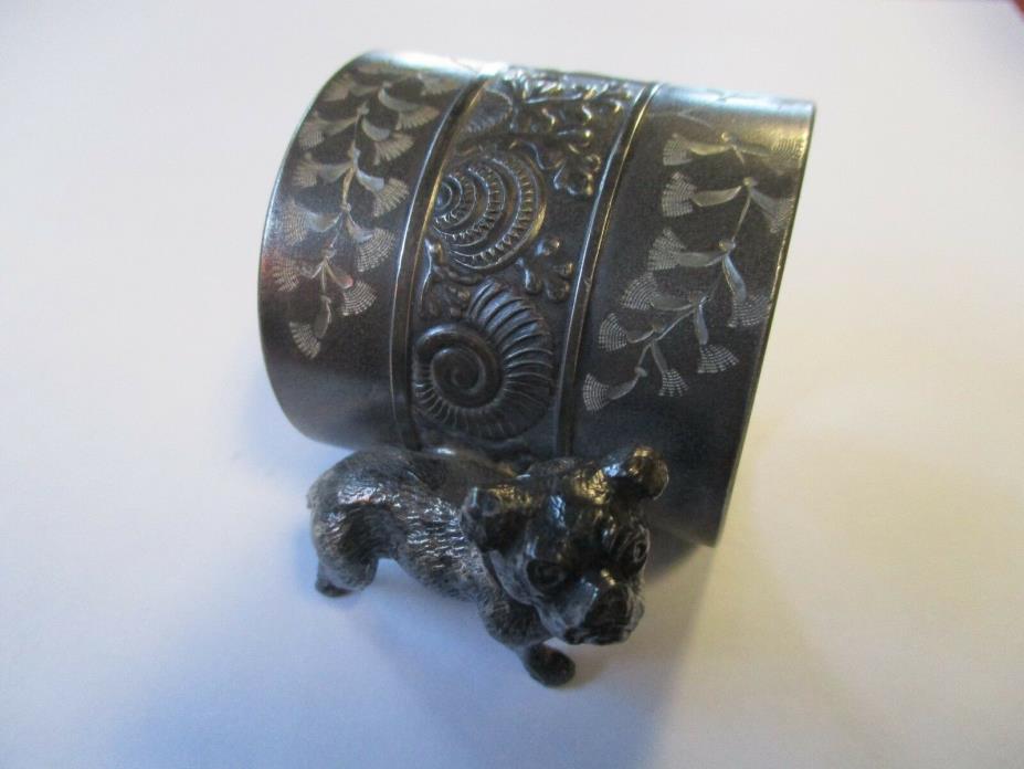 Vintage Silver Plate Figural Napkin Ring Featuring A Dog