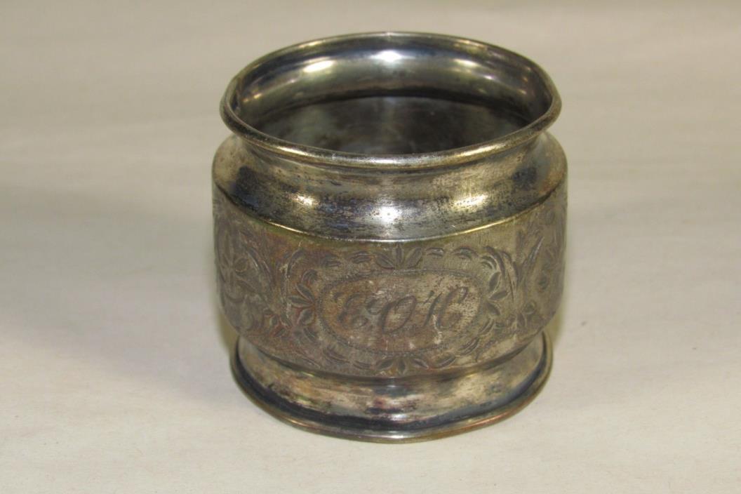 Antique Victorian Napkin Ring,Etched Flower Pattern,Ornate,Silver Plated, Estate