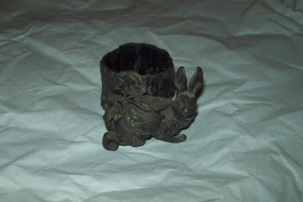 Rabbit silver plate SIMPSON HALL MILLER TOOTH PICK NAPKIN & PEWTER TIN CANISTER