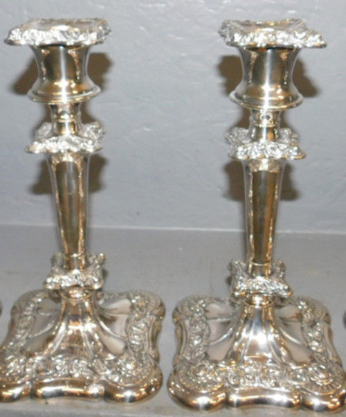 Great Pair Antique E G Webster & Son New York Silver Plate Candlesticks c 1890