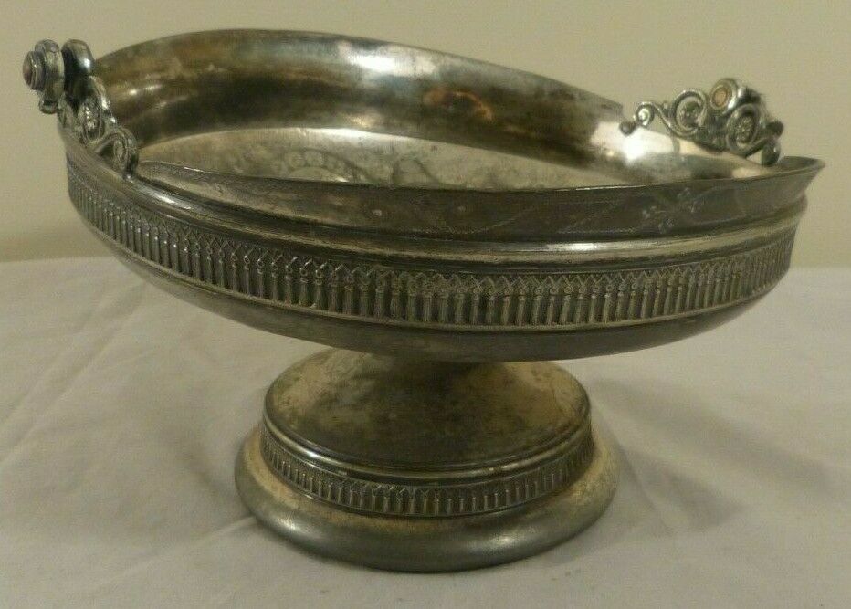 Antique Vintage Rogers Bros.Triple Plate Silver Cake Holder With Bird Designs