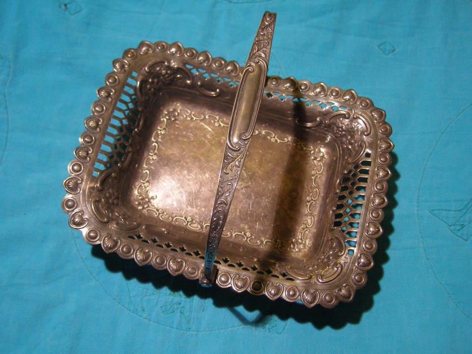 Silver Plated Antique - Footed Flower  Basket with Handle.