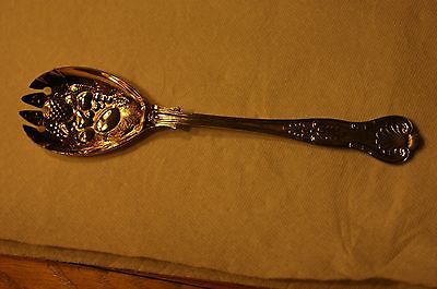 Vintage Sheffield EP S a1 serving fork with gold wash bowl