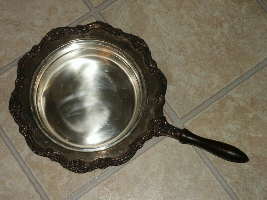 Vintage Large Towle CO EP Covered Silent Butler Silver Plate w/ Wood Handle