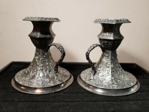 Antique Derby S.P. Co. International Co. Silverplate pair of  Candlesticks