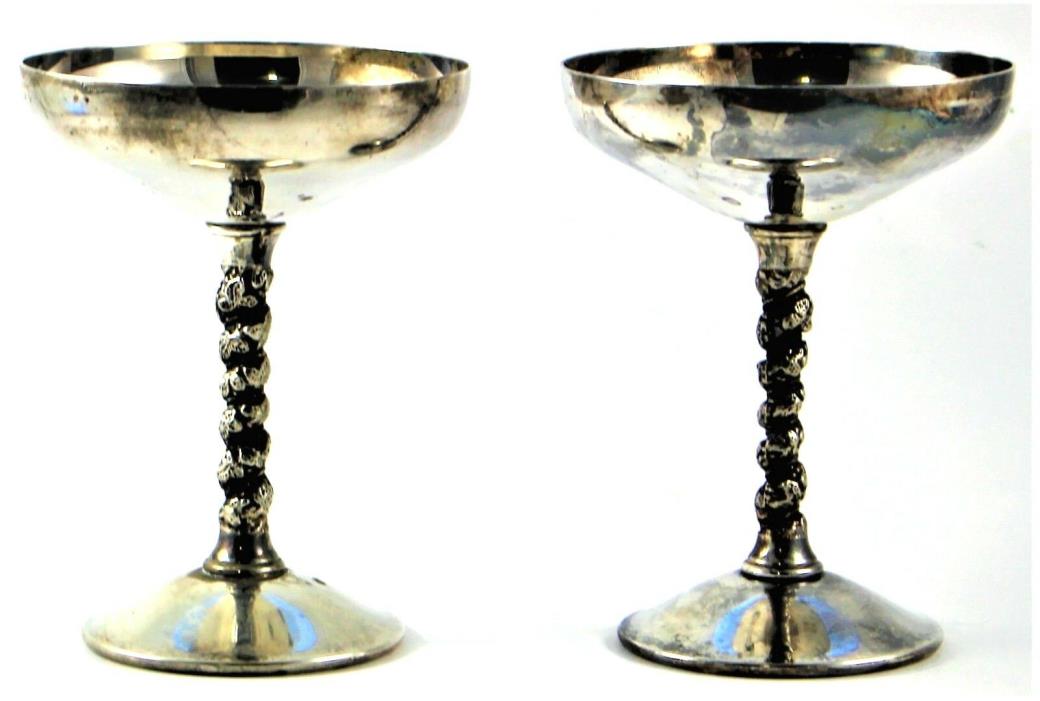 Bridalane Champagne Wine Goblets Set of Two Silver Plated