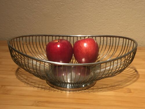 Leonard Silver Plated Open Wire Oval Basket Vintage (A6)
