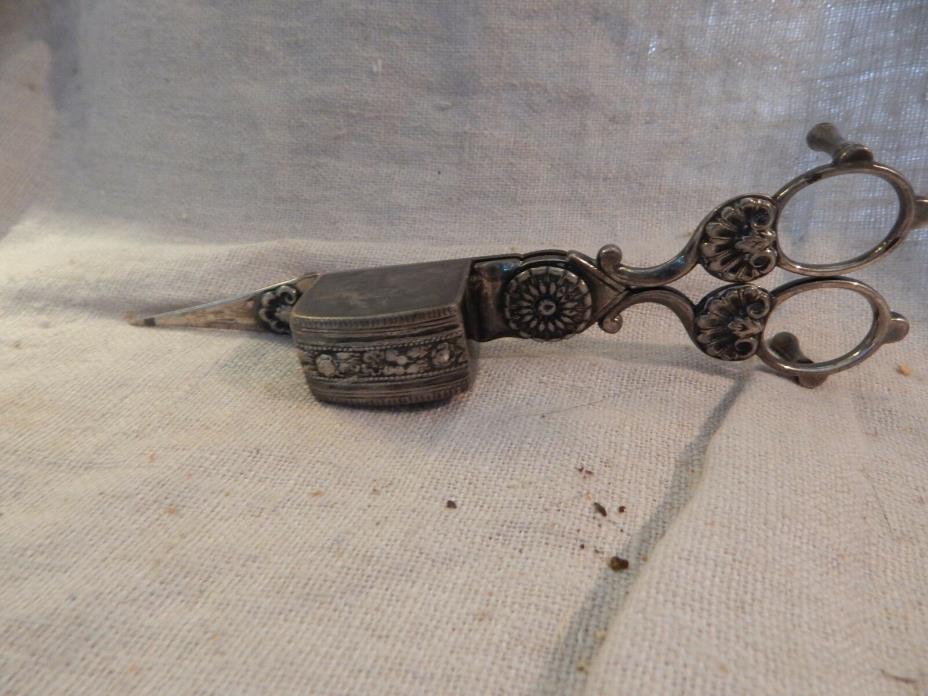 Antique Candle Snuffer Scissors 1800s Silverplate (?)