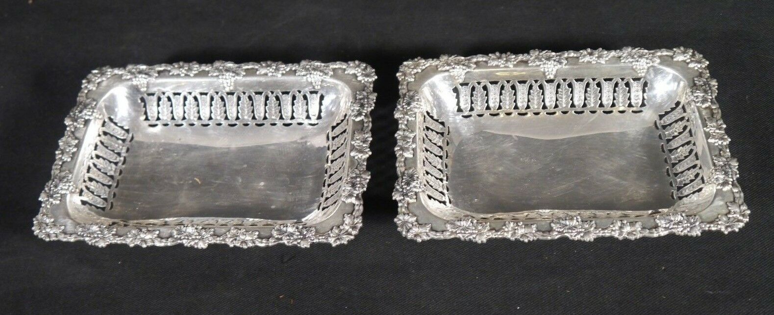 PAIR  Antique or Vintage Silverplate Reticulated Bowls or Small Trays CHELTONHAM
