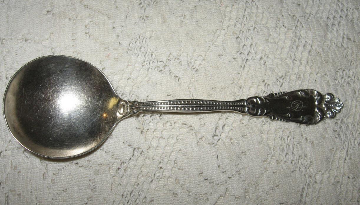 VINTAGE HOLMES & EDWARDS SILVER PLATE CREAM SOUP SPOON~MONOGRAMMED 