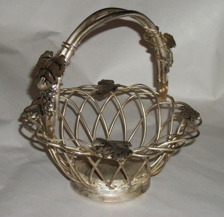 VTG Godinger Silver Art Co Twisted Wire Grapevine Leaf Wire Fruit Bread Basket