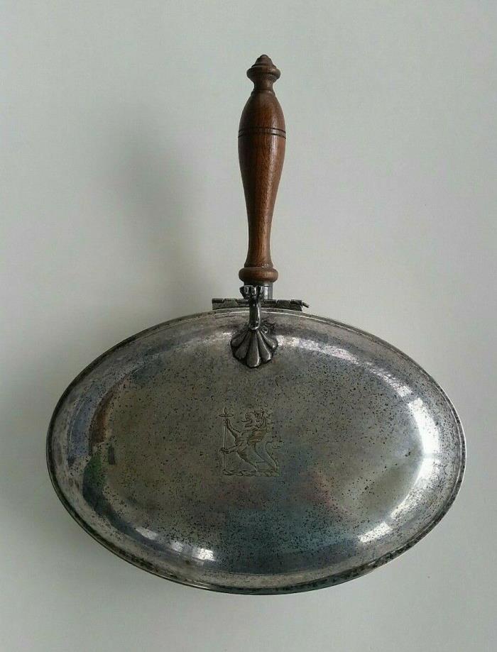 Vintage Silent Butler Silver Plated with Wooden Handle and Engraved Lion