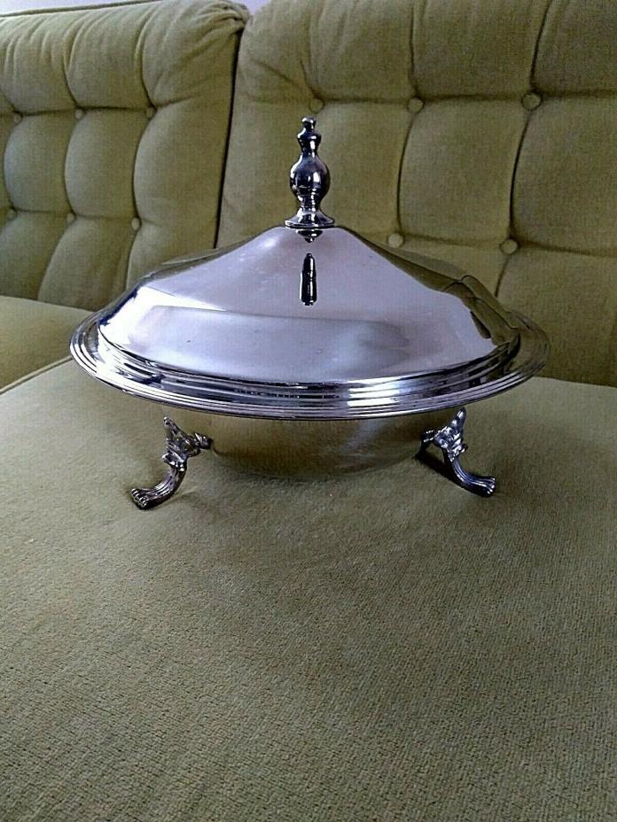 F B ROGERS SILVER PLATED SERVING DISH WITH LID &PYREX BOWL 1 1/2 QT