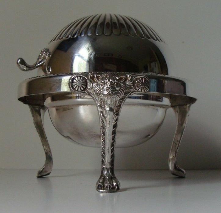 Rogers Silver Co. Silverplate Dome-Top Lion-Leg Claw-Foot Glass Caviar Dish