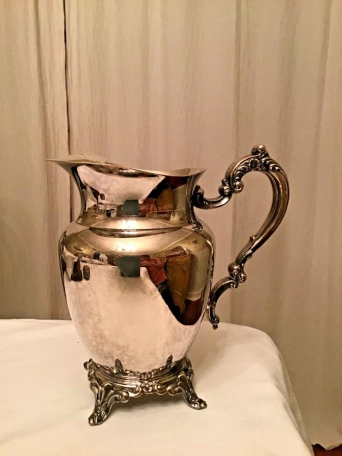 Vintage Oneida Silverplate Water Pitcher Ornate handle and base USA