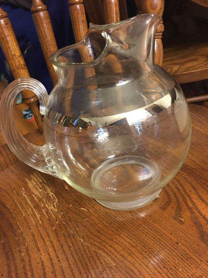 crystal pitcher with silver plate ribbed handle